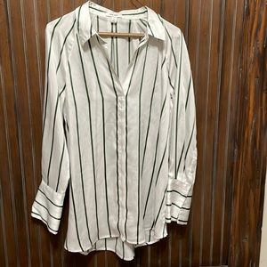 Green striped blouse